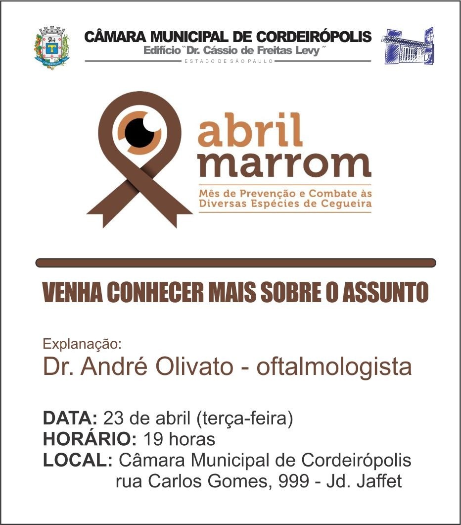 Imagem da notícia: Câmara adere à campanha "Abril Marrom" - Saúde dos olhos