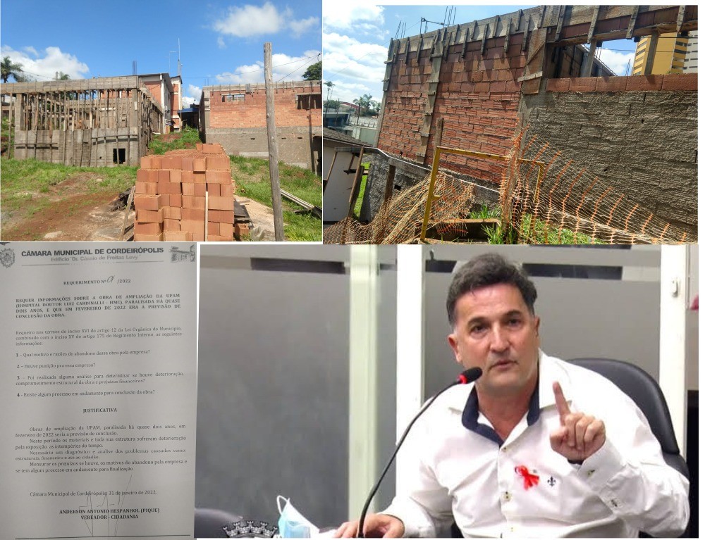 Imagem da notícia: Vereador Anderson Hespanhol requer informações da obra paralisada da UPAM