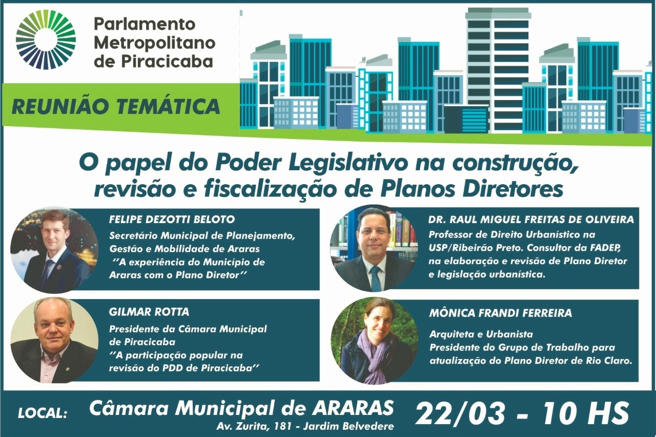 Imagem da notícia: "O papel do Poder Legislativo na construção, revisão e fiscalização de Planos Diretores" será tema de Parlamento Metropolitano