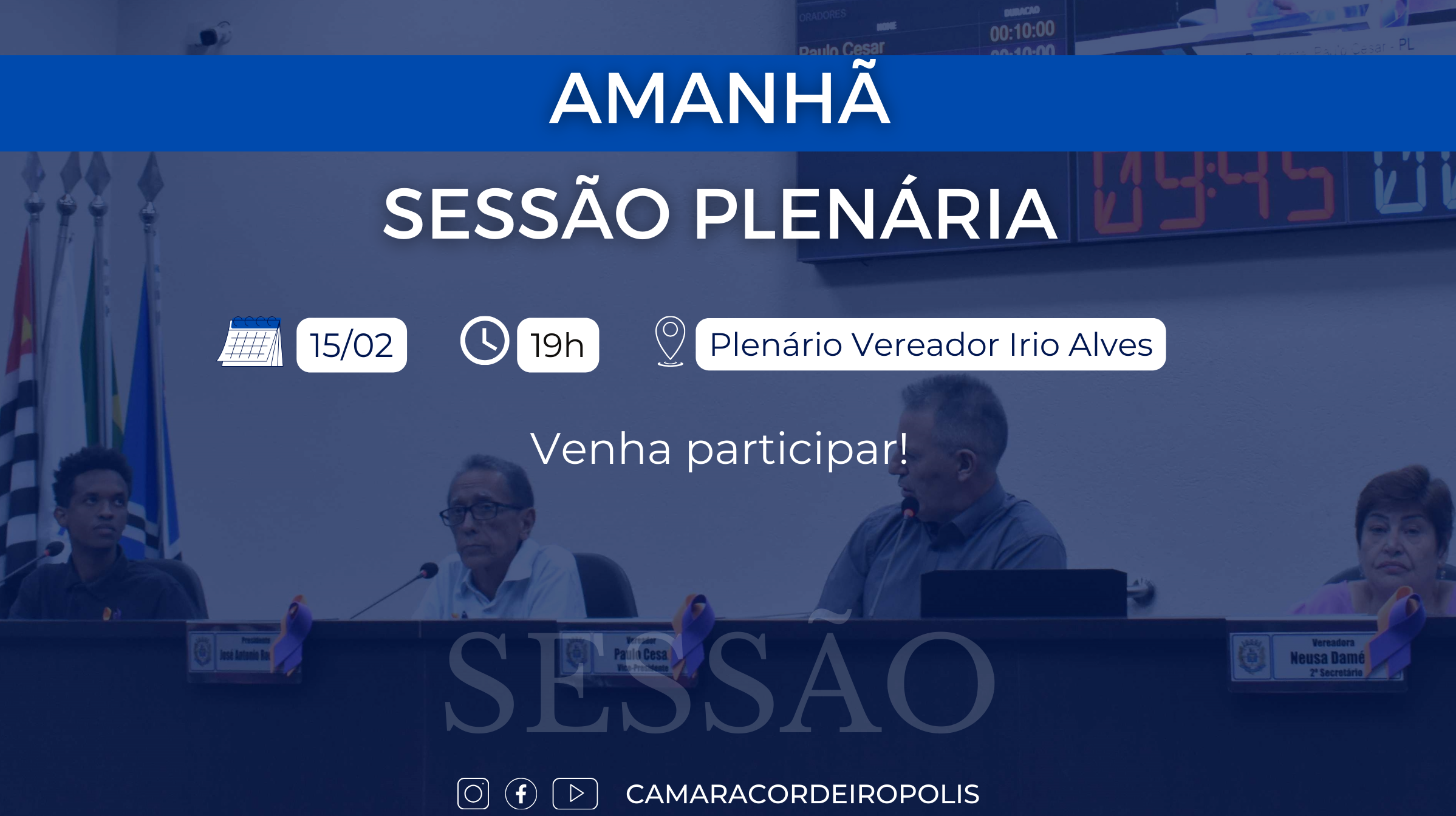 Imagem da notícia: A Sessão Ordinária na Câmara, essa semana, será na quinta-feira 
