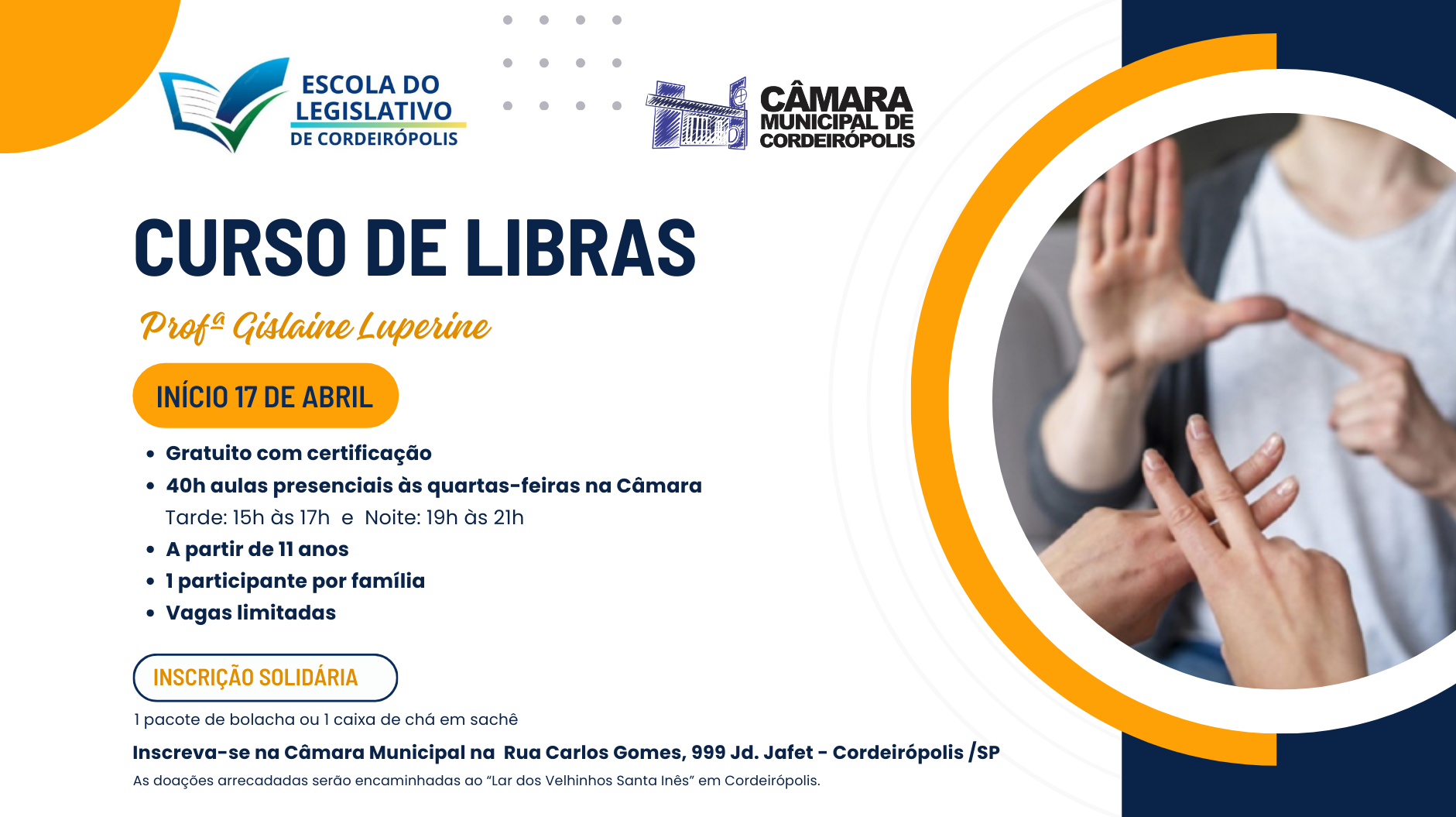 Imagem da notícia: Escola do Legislativo abre inscrições para Curso Gratuito de Libras 