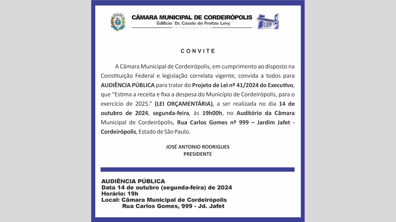 Imagem da notícia: Audiência Pública sobre Legislação Municipal