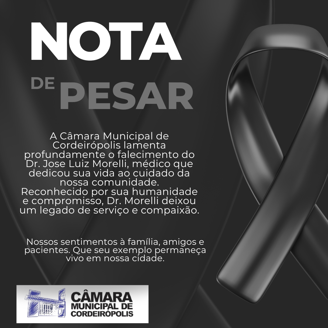 Imagem da notícia: NOTA DE PESAR - Dr. Jose Luiz Morelli 
