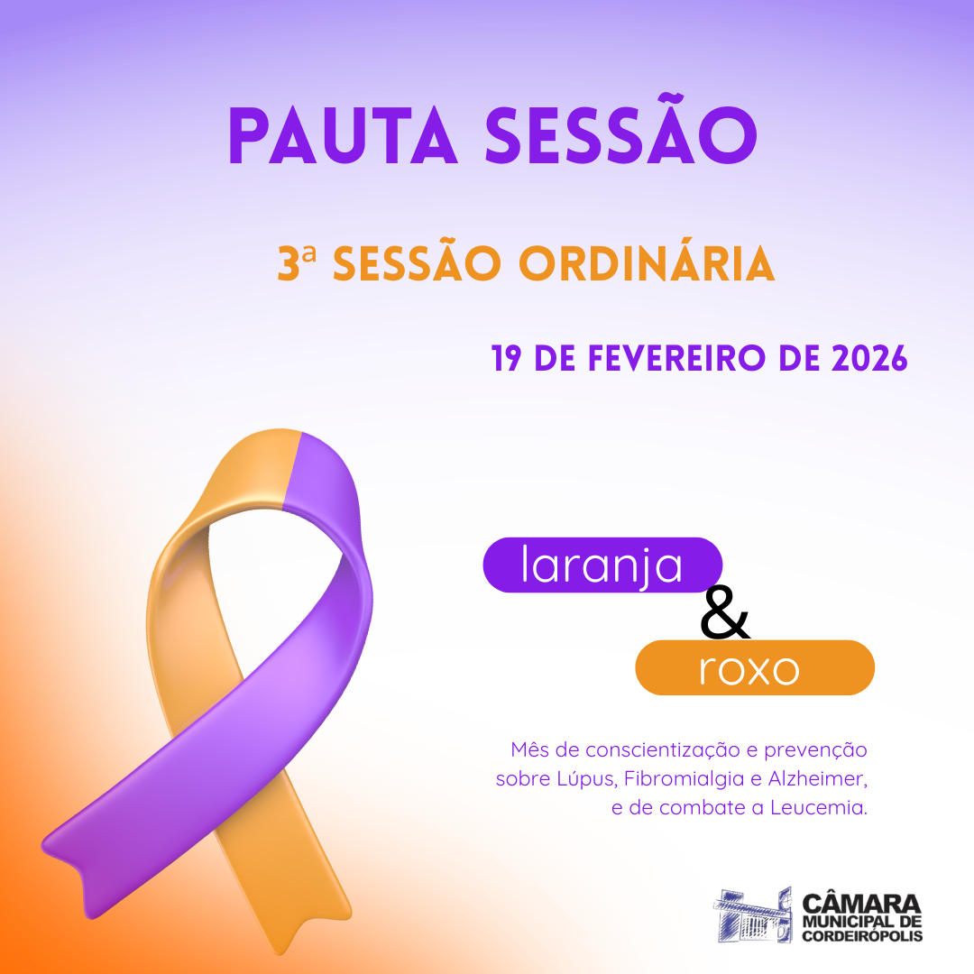 Imagem da notícia: Pauta da 3ª Sessão Ordinária de 2026