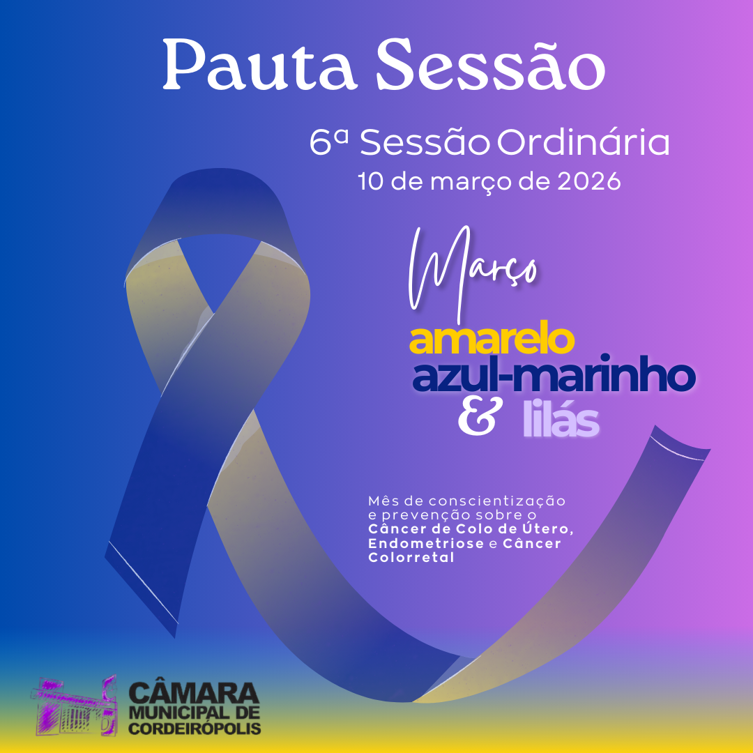 Imagem principal da notícia Pauta da 6ª Sessão Ordinária de 2026