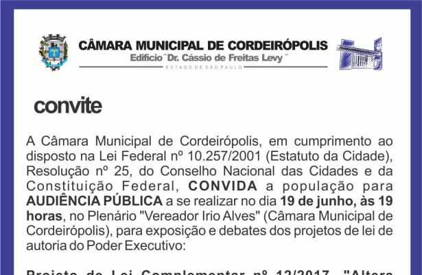 Imagem da notícia: Câmara convida população para audiência pública